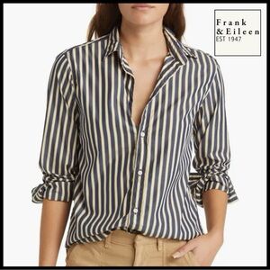 Frank & Eileen Classic Stripe Poplin Button Down. Size XL.
